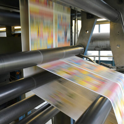Rollen-Off-Set Druckmaschine in einer modernen Großdruckerei //