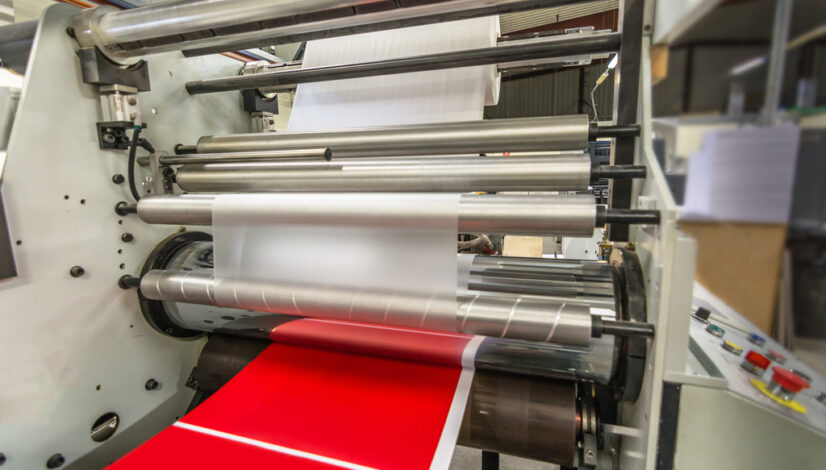 Matte or gloss plastic machine in a printing press for a perfect finish of printed documents.